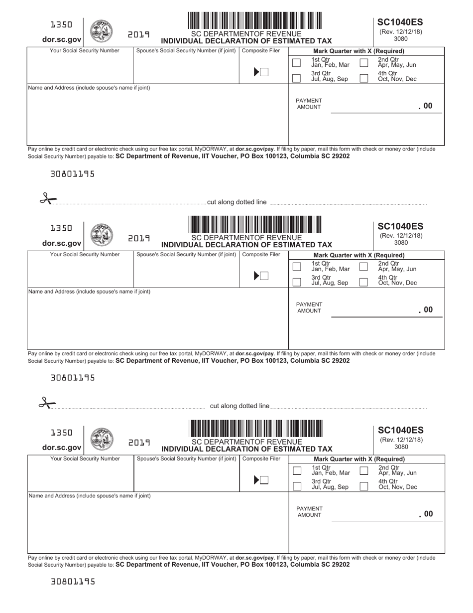 Form SC1040ES Individual Declaration of Estimated Tax - South Carolina, Page 5