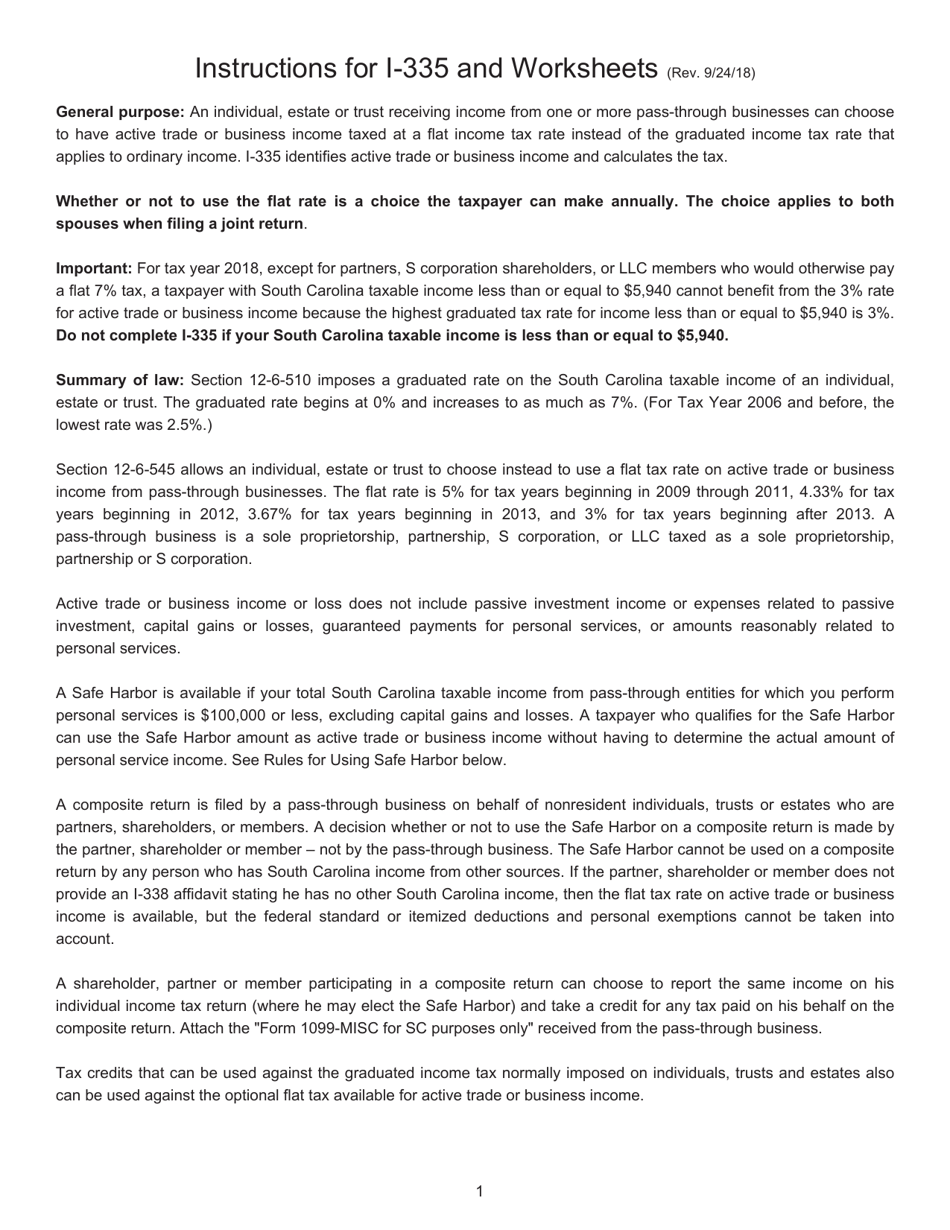 Form I335 Active Trade or Business Income Reduced Rate Computation - South Carolina, Page 4