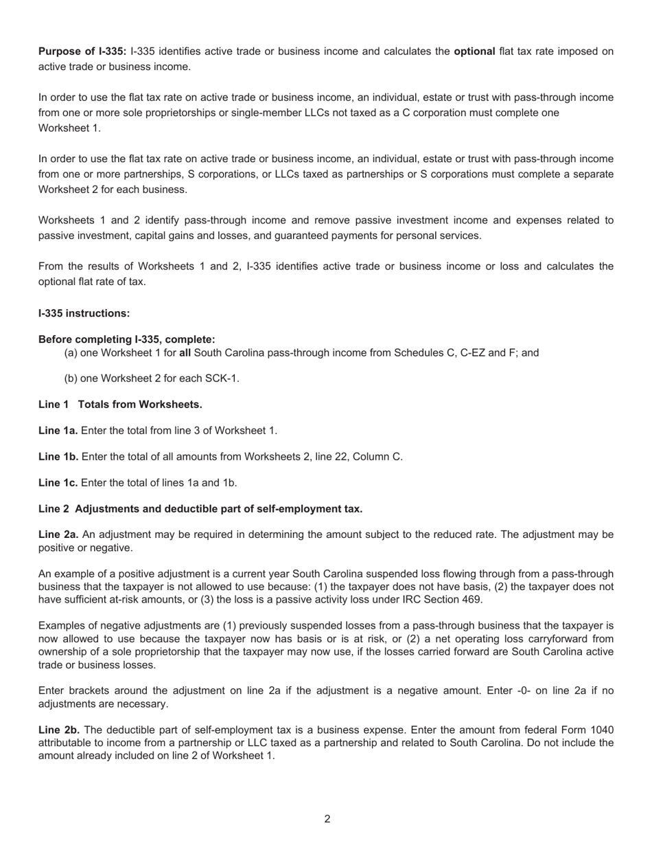 Form I335 Active Trade or Business Income Reduced Rate Computation - South Carolina, Page 5