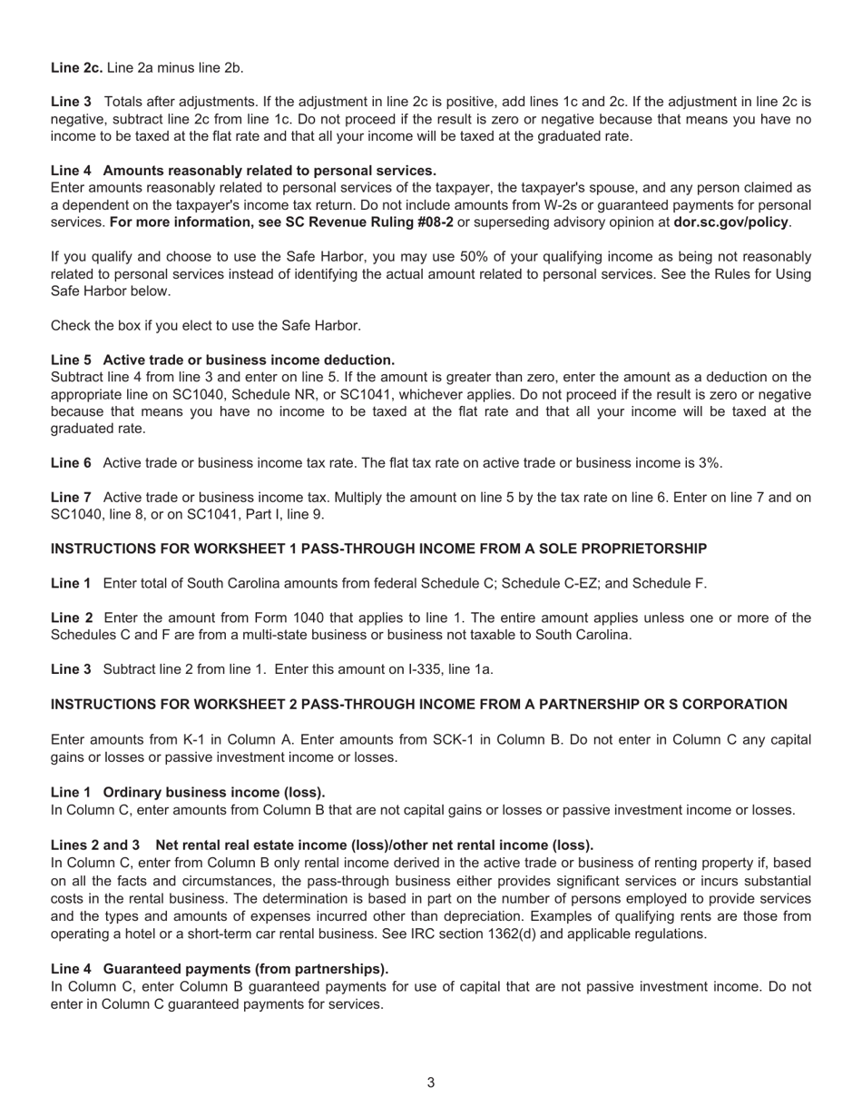 Form I335 Active Trade or Business Income Reduced Rate Computation - South Carolina, Page 6