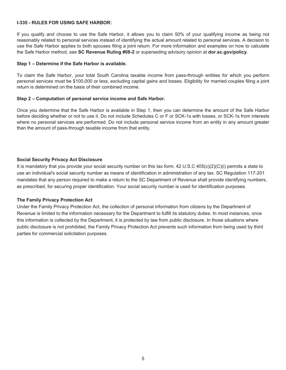 Form I335 Active Trade or Business Income Reduced Rate Computation - South Carolina, Page 8