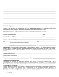 Form C-530 Penalty Waiver Request - South Carolina, Page 2