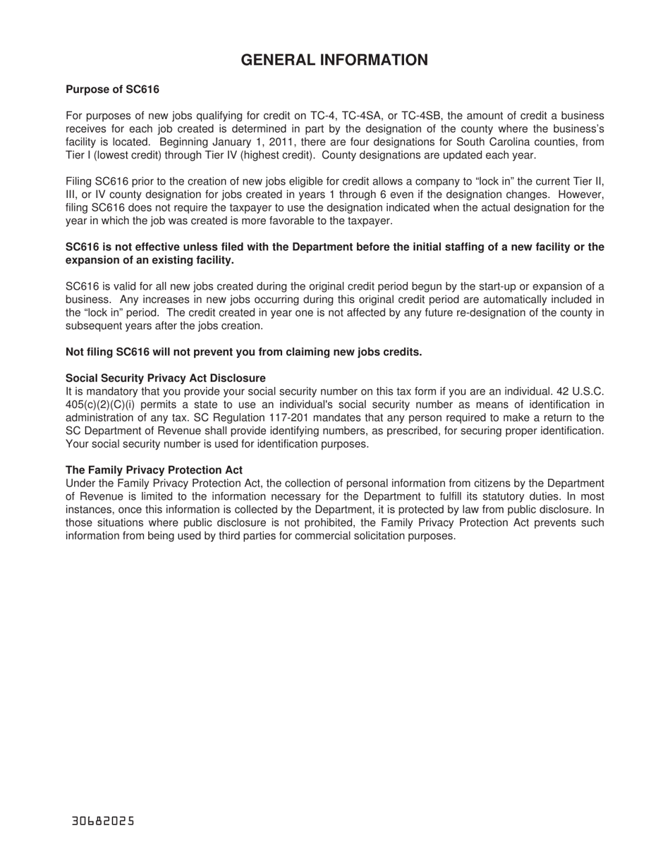 Form SC616 Notification to Lock in County Designation - South Carolina, Page 2