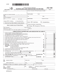 Form SC1104 Savings and Loan Association Tax Return - South Carolina