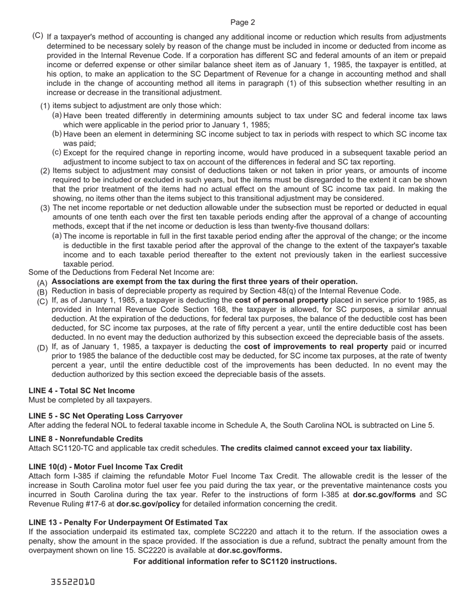 Form SC1104 Savings and Loan Association Tax Return - South Carolina, Page 4