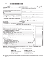Form SC1101 B Bank Tax Return - South Carolina