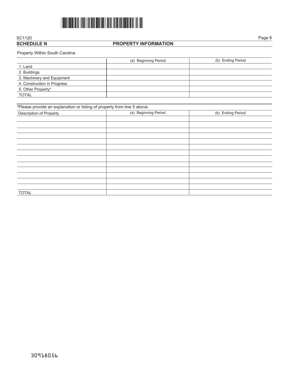 Form SC1120 c Corporation Income Tax Return - South Carolina, Page 8