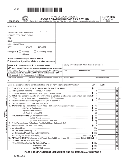 Form SC1120S 's' Corporation Income Tax Return - South Carolina