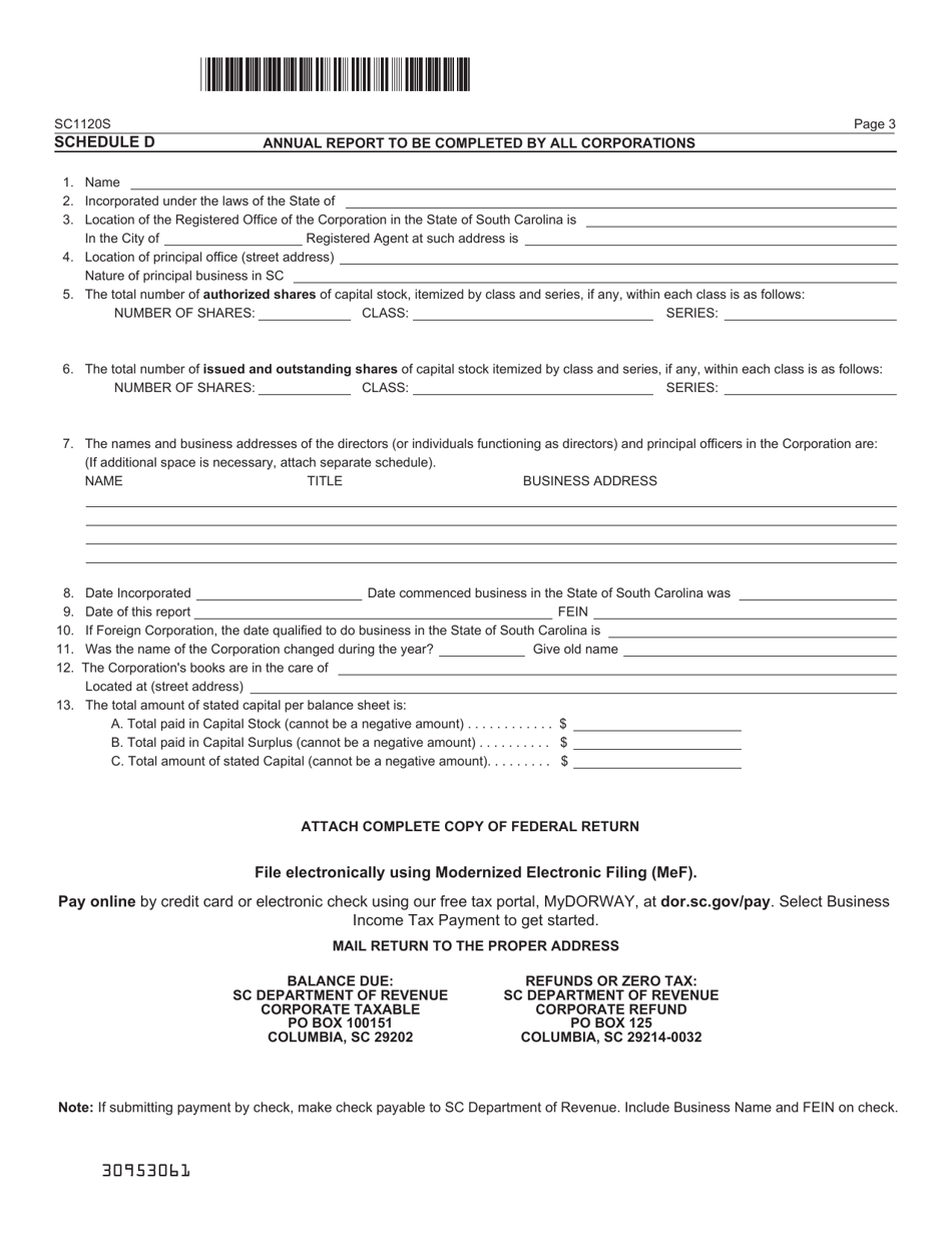 Form SC1120S - Fill Out, Sign Online and Download Printable PDF, South ...