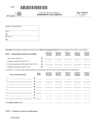 Form SC1120-TC Corporate Tax Credits - South Carolina