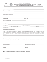 Form ST-10-C Application for Exemption From Local Tax for Construction Contractors - South Carolina