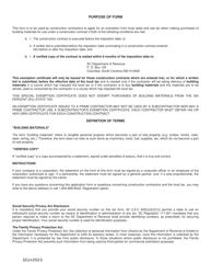 Form ST-10-C Application for Exemption From Local Tax for Construction Contractors - South Carolina, Page 2