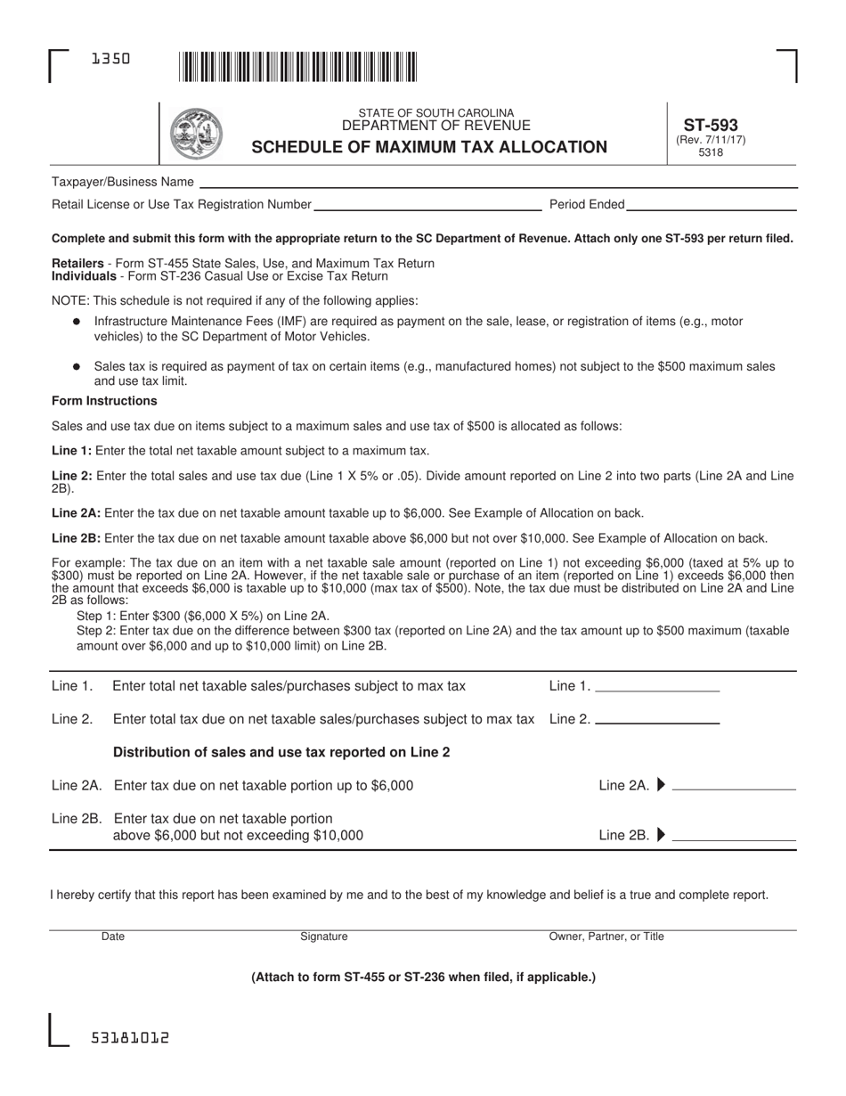 Form ST-236 Casual or Use Excise Tax Return - South Carolina, Page 3