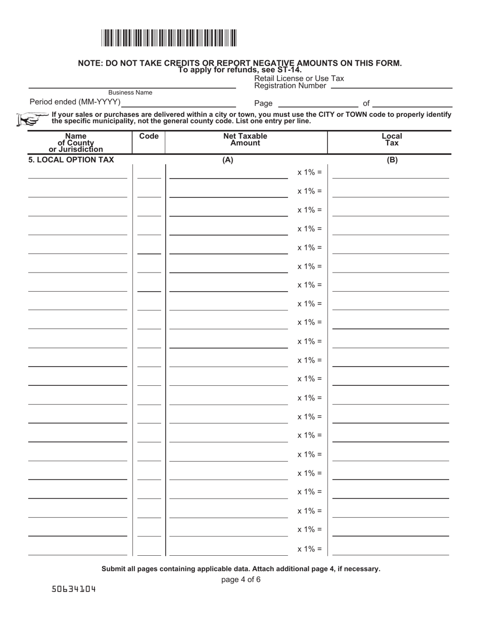 Form ST-389 Schedule for Local Taxes - South Carolina, Page 4