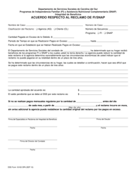 Document preview: DSS Formulario 16163 SPA Acuerdo Respecto Al Reclamo De Fi/Snap - South Carolina (Spanish)