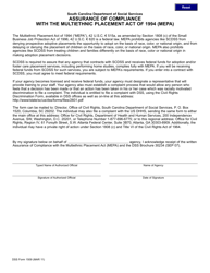 Document preview: DSS Form 1509 Assurance of Compliance With the Multiethnic Placement Act of 1994 (Mepa) - South Carolina