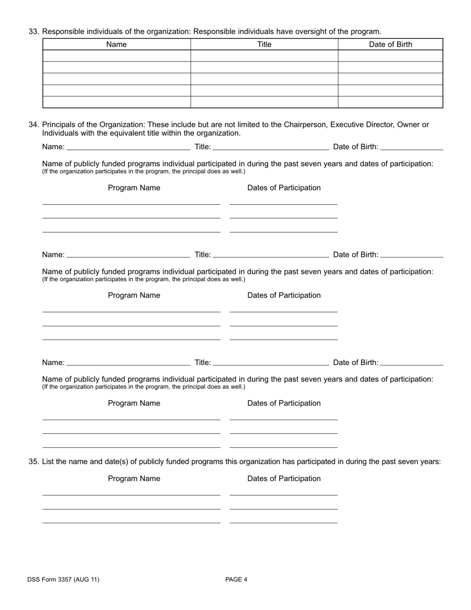 DSS Form 3357 At-Risk Afterschool Care Program / Outside School Hours Program Application for Participation - South Carolina, Page 4