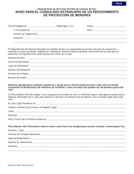 Document preview: DSS Formulario 30224 SPA Aviso Para El Consulado Extranjero De Un Procedimiento De Proteccion De Menores - South Carolina (Spanish)