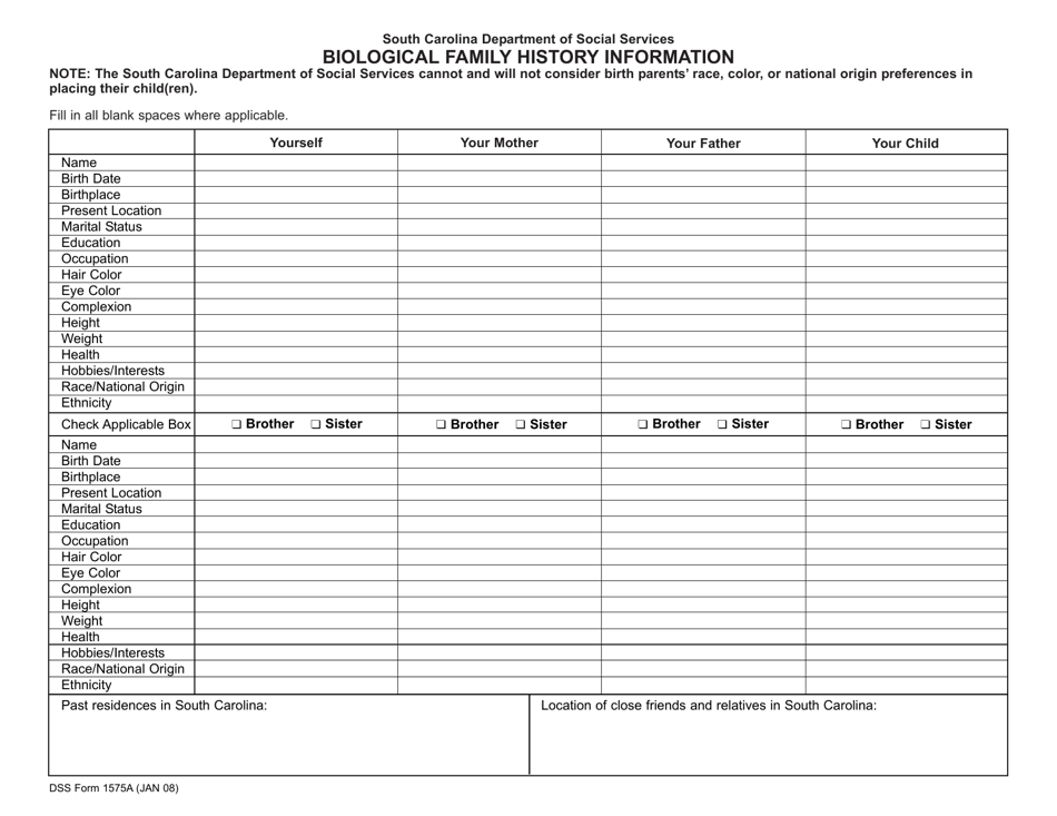 DSS Form 1575A Download Printable PDF Or Fill Online Biological Family DSS Form 1575A Download Printable PDF Or Fill Online Biological Family