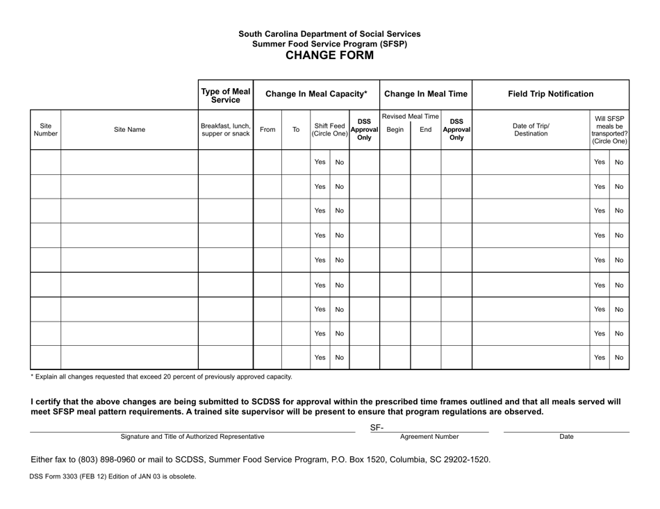 DSS Form 3303 - Fill Out, Sign Online and Download Printable PDF, South ...