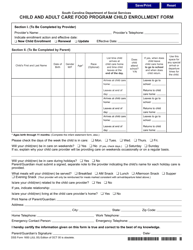 Document preview: DSS Form 1650 Child and Adult Care Food Program Child Enrollment Form - South Carolina