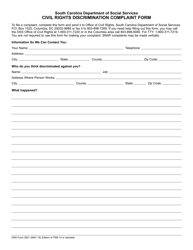 Document preview: DSS Form 2601 Civil Rights Discrimination Complaint Form - South Carolina