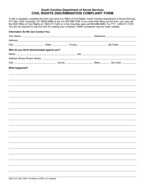 DSS Form 2601  Printable Pdf
