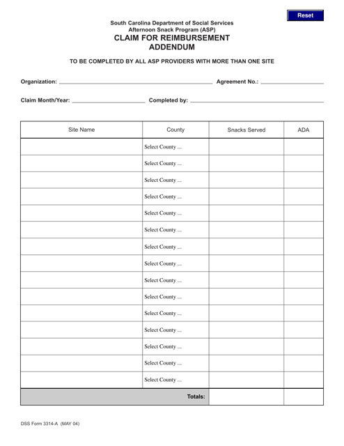 DSS Form 3314-A  Printable Pdf