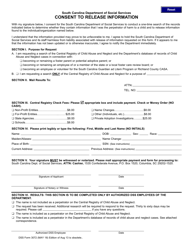 DSS Form 3072 Consent to Release Information - South Carolina