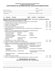 Document preview: DSS Formulario 1667 SPA Cuestionario De Informacion Del Solicitante/Beneficiario - South Carolina (Spanish)