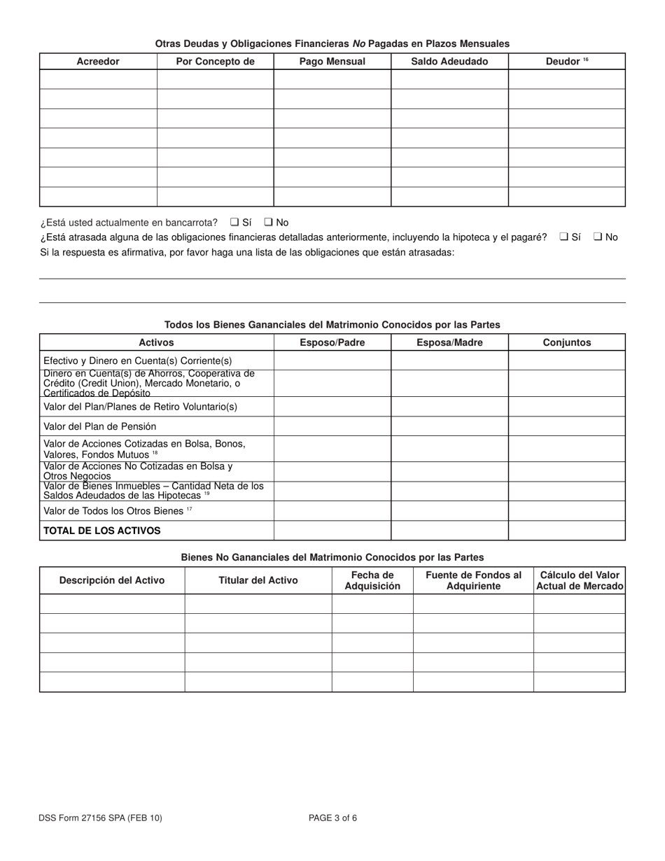 DSS Formulario 27156 SPA Declaracion Financiera - South Carolina (Spanish), Page 3