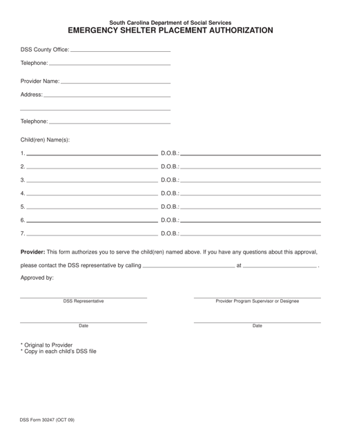 DSS Form 30247  Printable Pdf
