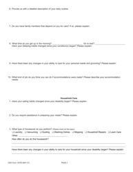 DSS Form 1247B Family Independence Self Evaluation Activities of Daily Living - South Carolina, Page 2
