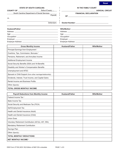 DSS Form 27156  Printable Pdf