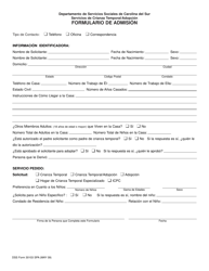 Document preview: DSS Formulario 30103 SPA Formulario De Admision - South Carolina (Spanish)