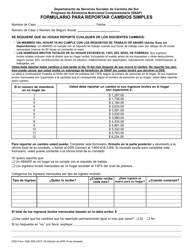 DSS Formulario 1620 &quot;Formulario Para Reportar Cambios Simples&quot; - South Carolina (Spanish)