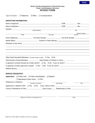 Document preview: DSS Form 30103 Intake Form - South Carolina