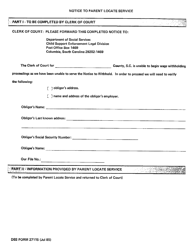 Document preview: DSS Form 27115 Notice for Parent Locate Service - South Carolina