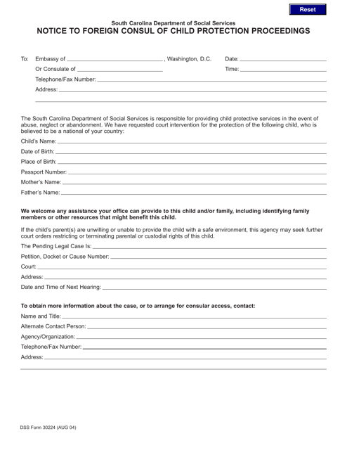 DSS Form 30224  Printable Pdf