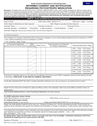 DSS Form 1214 Informed Consent and Notification Regarding Psychotropic Medication - South Carolina