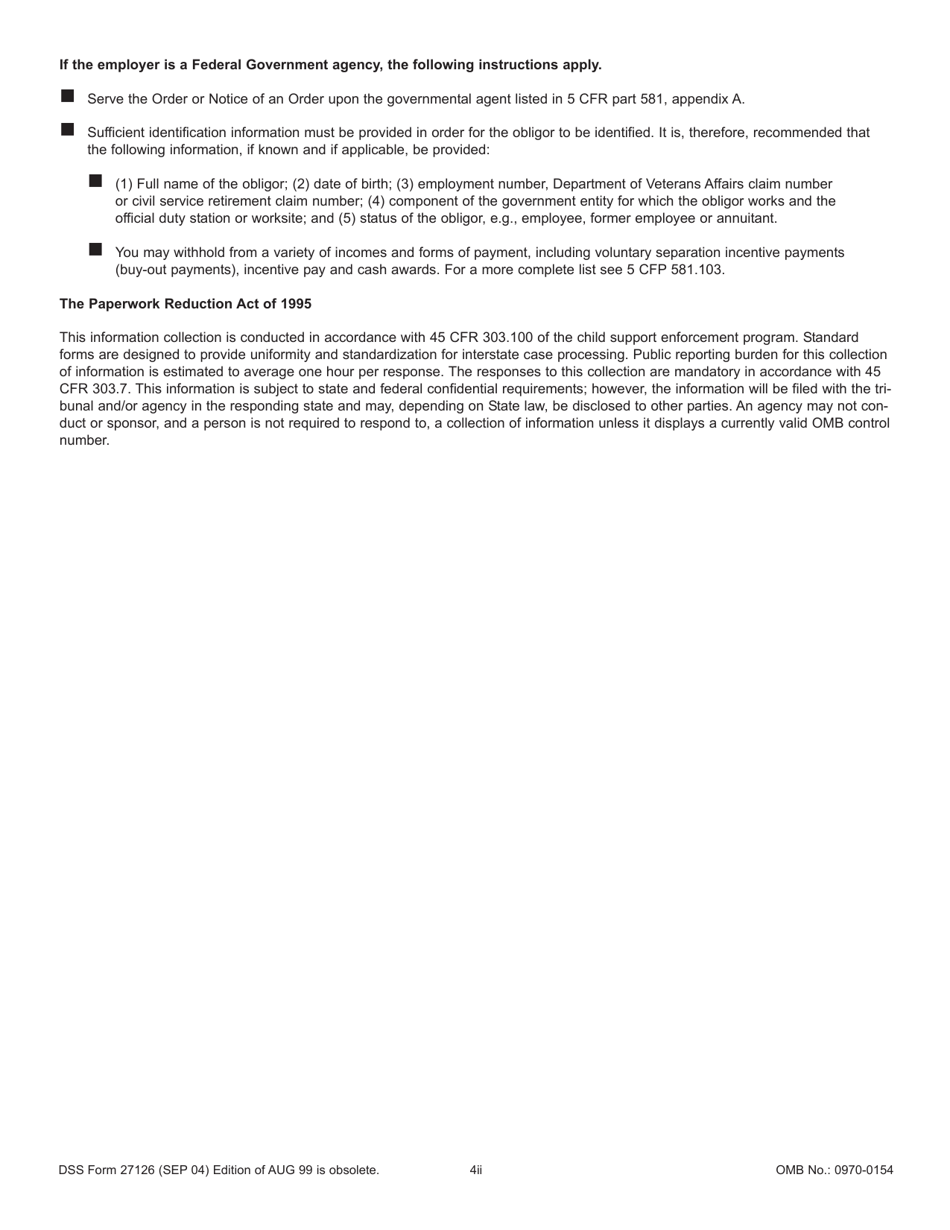 DSS Form 27126 Order / Notice to Withhold Income for Child Support and Notice of an Order to Withhold Income for Child Support - South Carolina, Page 10