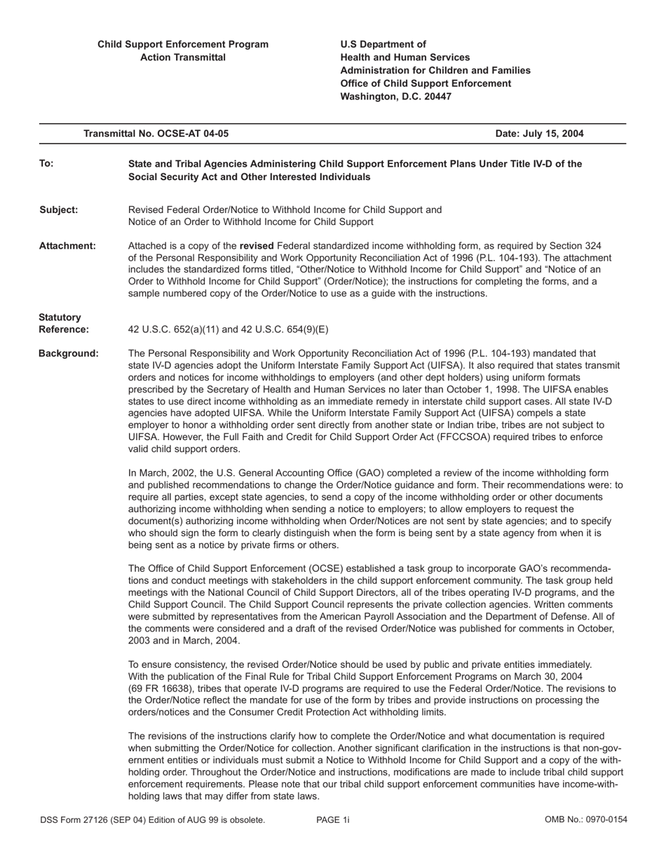 DSS Form 27126 Order / Notice to Withhold Income for Child Support and Notice of an Order to Withhold Income for Child Support - South Carolina, Page 5