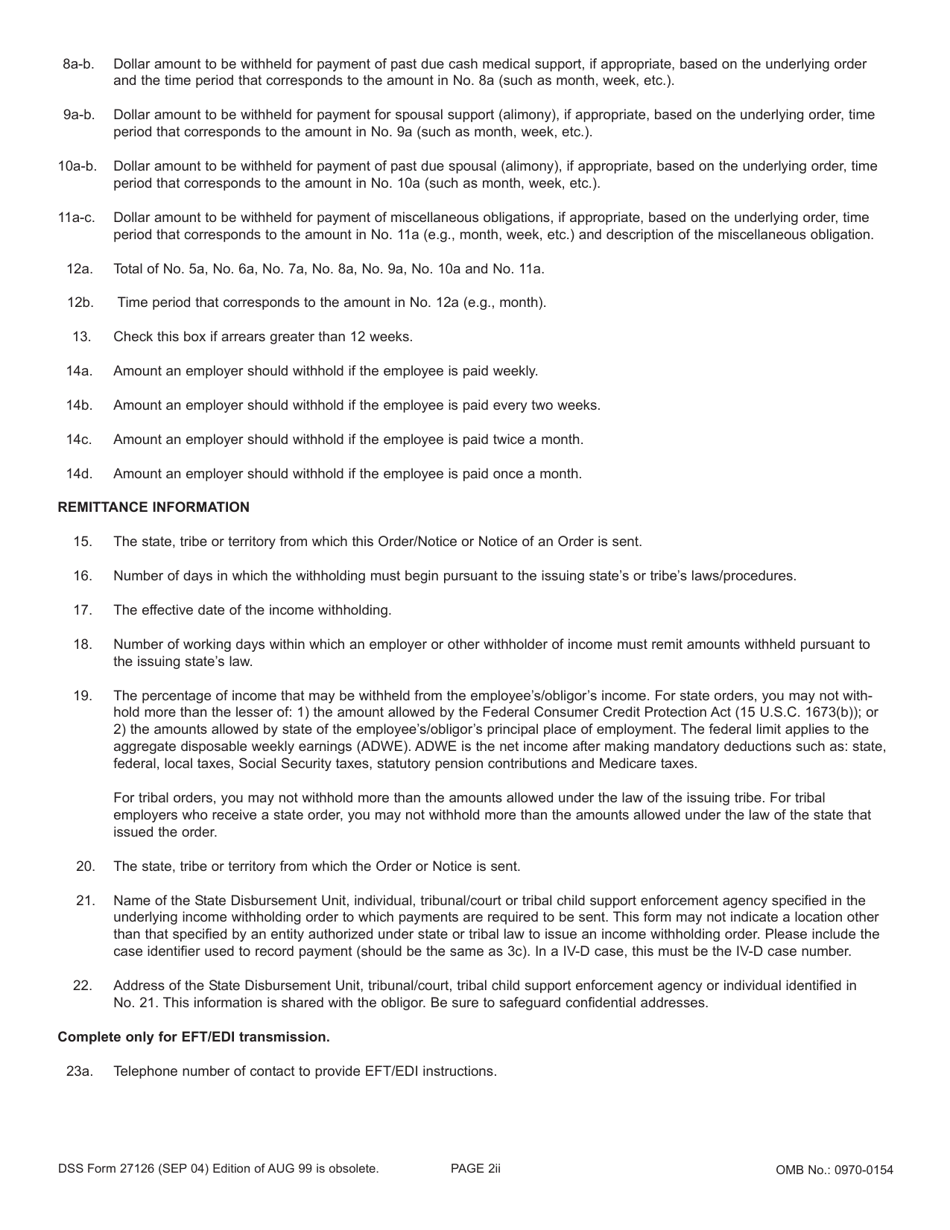 DSS Form 27126 Order / Notice to Withhold Income for Child Support and Notice of an Order to Withhold Income for Child Support - South Carolina, Page 8