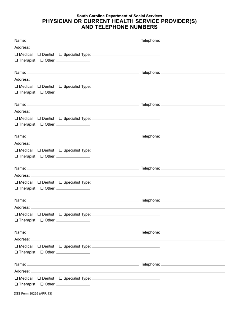 DSS Form 30265 Fill Out, Sign Online and Download Printable PDF