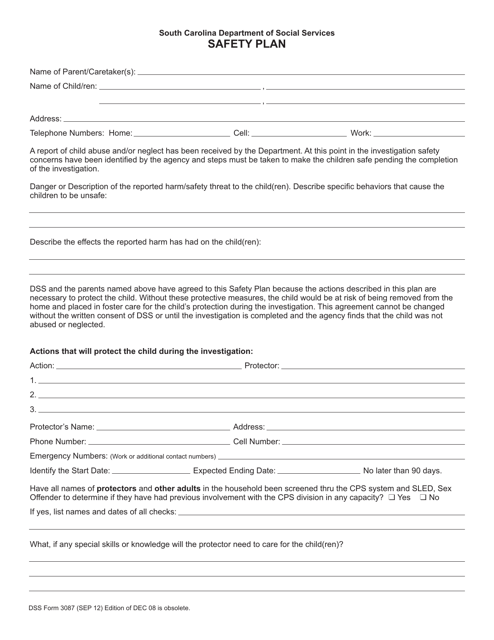 DSS Form 3087  Printable Pdf