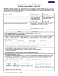 Document preview: DSS Form 3306 Site Information Application - Summer Food Service Program for Children (Sfsp) - South Carolina