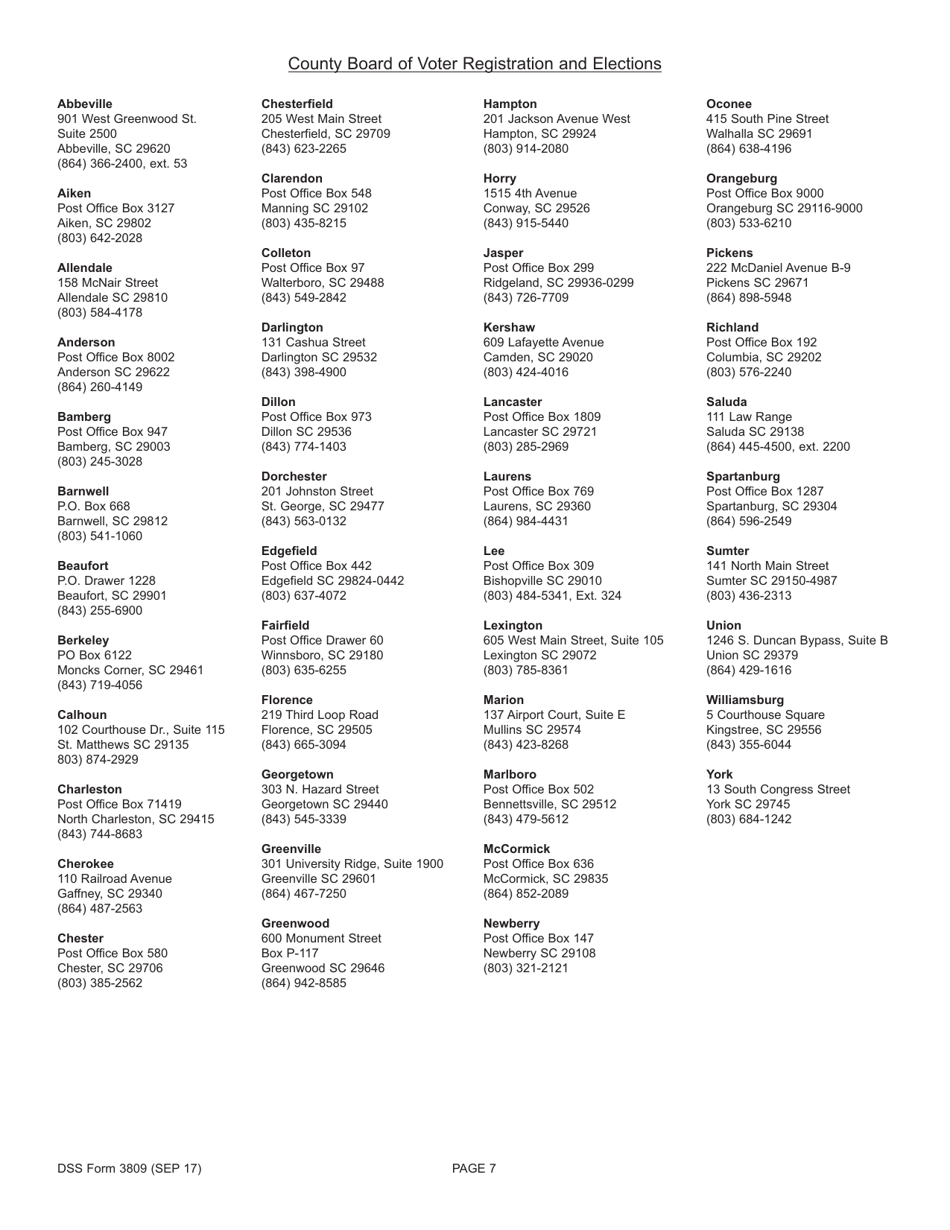 DSS Form 3809 Simplified Renewal for the Elderly - Notice of Expiration - South Carolina, Page 7