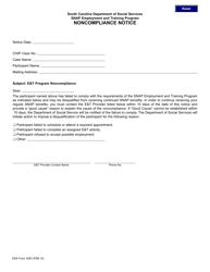 Document preview: DSS Form 3363 Noncompliance Notice - Snap Employment and Training Program - South Carolina