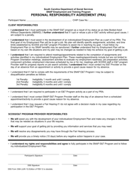 Document preview: DSS Form 3364 Personal Responsibility Agreement (Pra) - Snap Employment and Training Program - South Carolina