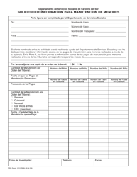 Document preview: DSS Formulario 1211 SPA Solicitud De Informacion Para Manutencion De Menores - South Carolina (Spanish)